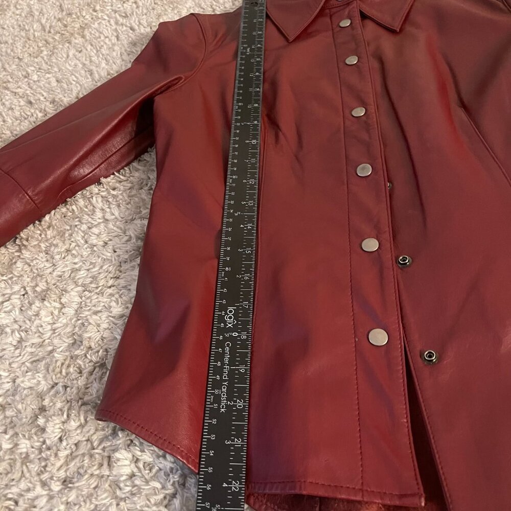 Franchesca Burgundy Genuine Leather Snap Jacket Size M - Picture 8 of 10